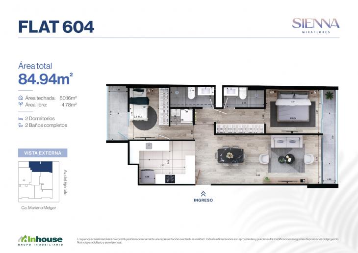 Plano del modelo 604 del proyecto SIENNA en Miraflores