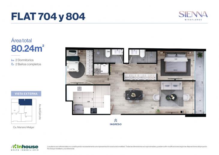 Plano del modelo X4B del proyecto SIENNA en Miraflores