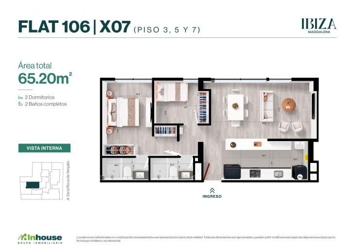 Plano del modelo 106 del proyecto IBIZA en Magdalena Del Mar