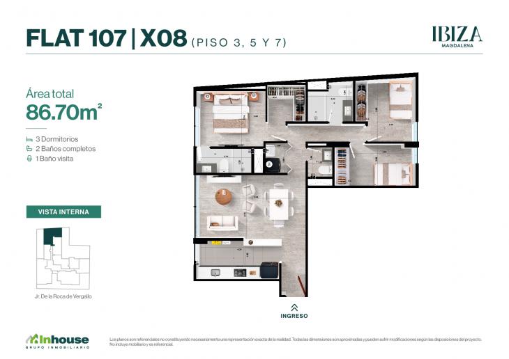 Plano del modelo 107 del proyecto IBIZA en Magdalena Del Mar