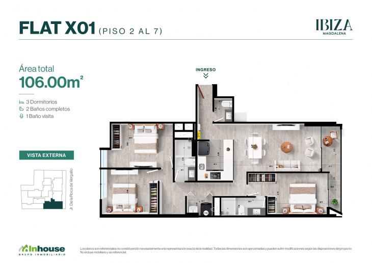 Plano del modelo X01 del proyecto IBIZA en Magdalena Del Mar
