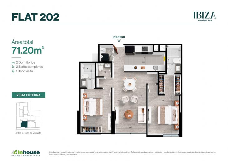 Plano del modelo 202 del proyecto IBIZA en Magdalena Del Mar