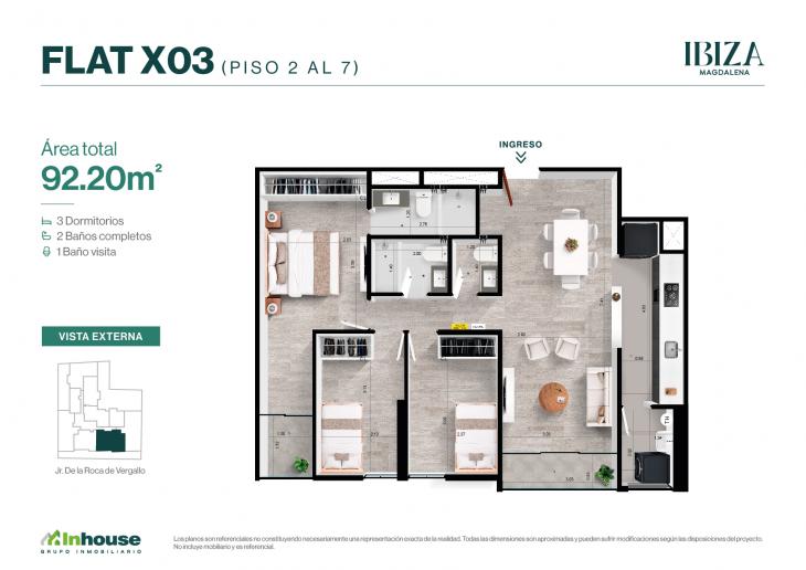 Plano del modelo X03 del proyecto IBIZA en Magdalena Del Mar