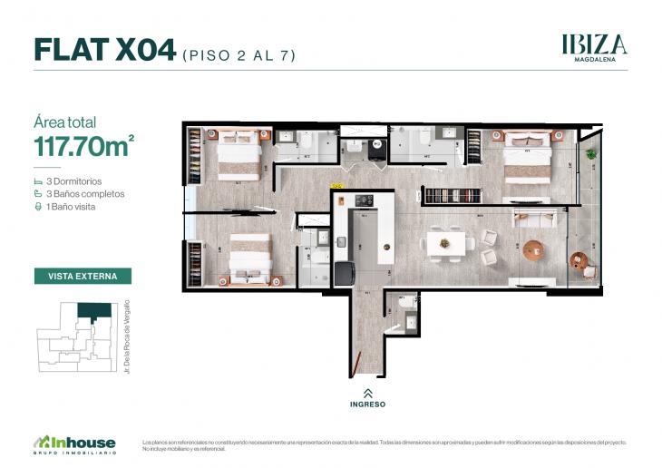 Plano del modelo X04 del proyecto IBIZA en Magdalena Del Mar