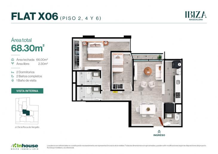 Plano del modelo X06A del proyecto IBIZA en Magdalena Del Mar