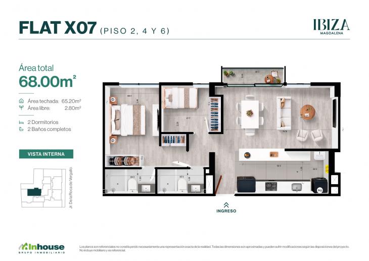 Plano del modelo X07A del proyecto IBIZA en Magdalena Del Mar