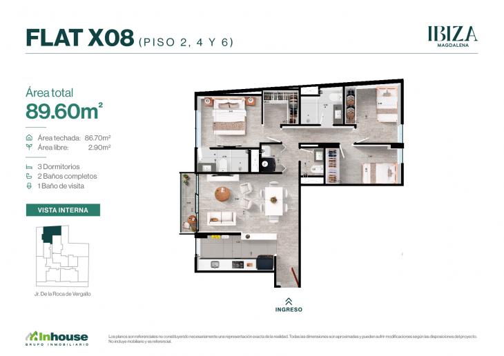 Plano del modelo X08A del proyecto IBIZA en Magdalena Del Mar