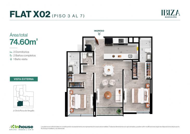 Plano del modelo X02 del proyecto IBIZA en Magdalena Del Mar
