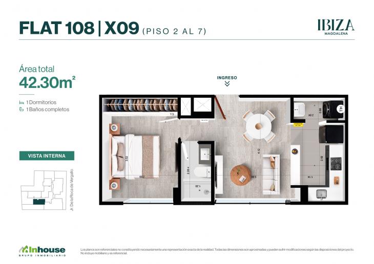 Plano del modelo 609 del proyecto IBIZA en Magdalena Del Mar