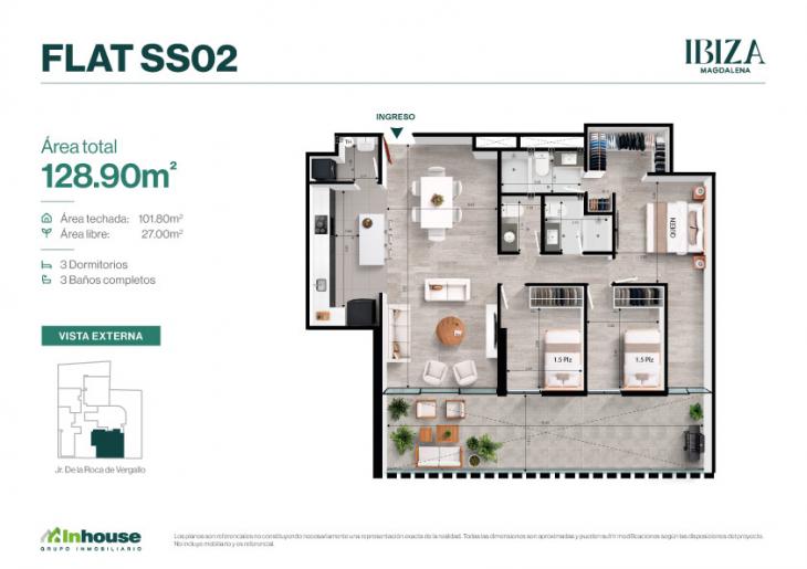 Plano del modelo SS02 del proyecto IBIZA en Magdalena Del Mar