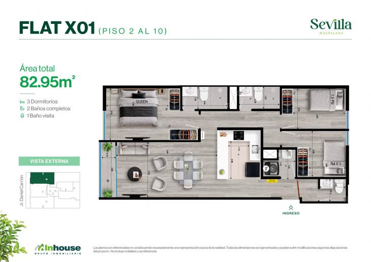 Plano del modelo X01 del proyecto SEVILLA en Magdalena Del Mar