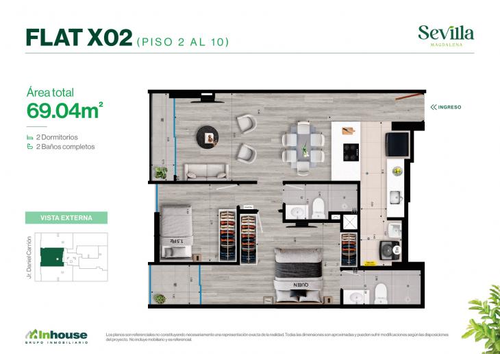 Plano del modelo X02 del proyecto SEVILLA en Magdalena Del Mar
