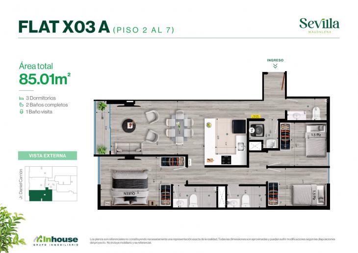 Plano del modelo X03A del proyecto SEVILLA en Magdalena Del Mar