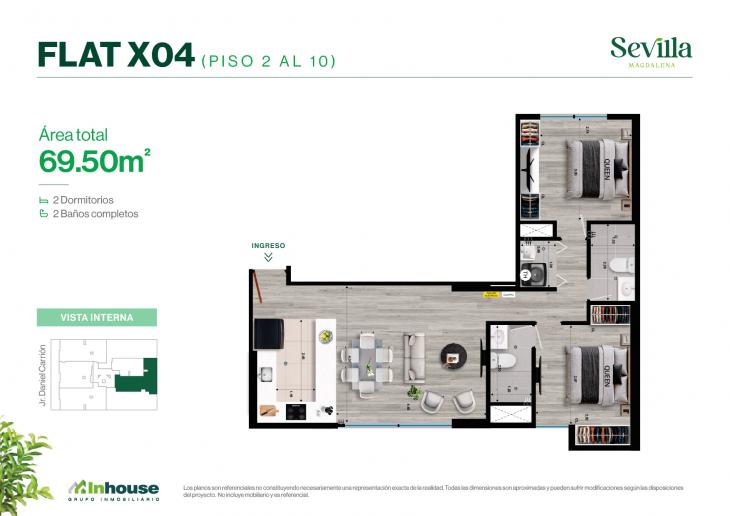 Plano del modelo X04 del proyecto SEVILLA en Magdalena Del Mar
