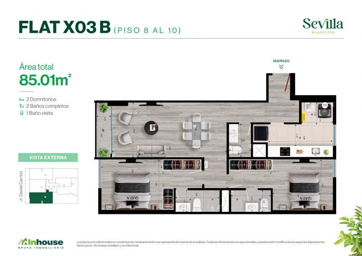 Plano del modelo X03B del proyecto SEVILLA en Magdalena Del Mar