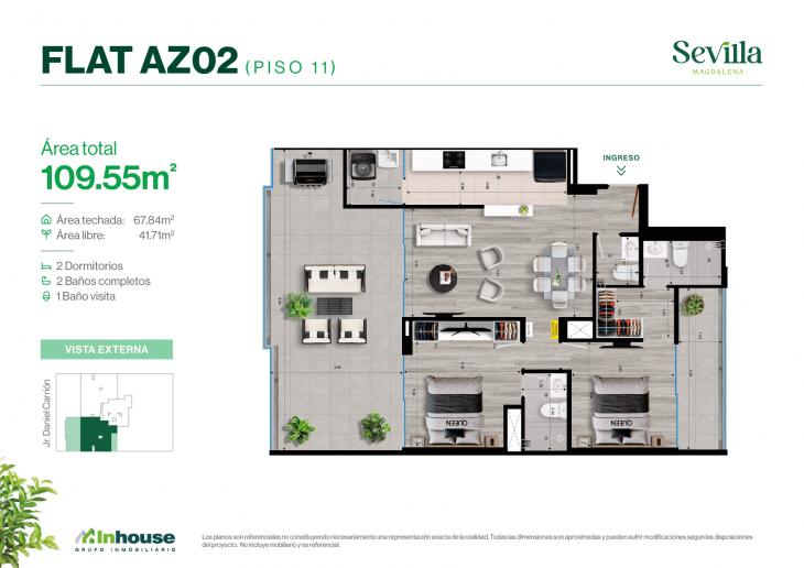 Plano del modelo AZ02 del proyecto SEVILLA en Magdalena Del Mar