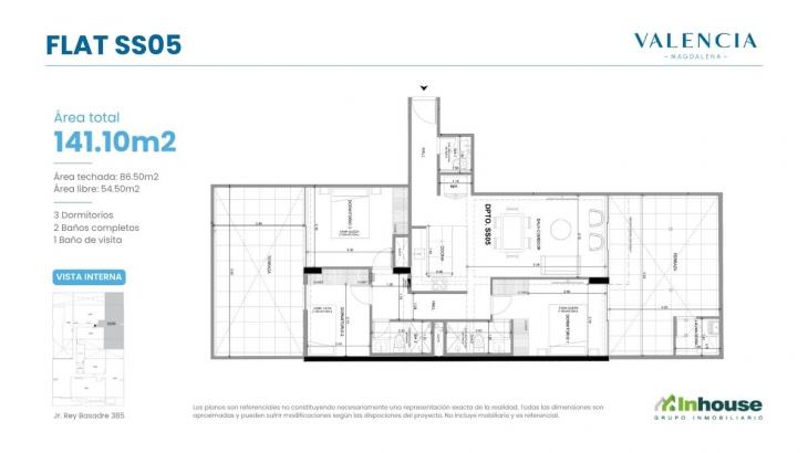 Plano del modelo SS05 del proyecto Valencia en Magdalena Del Mar