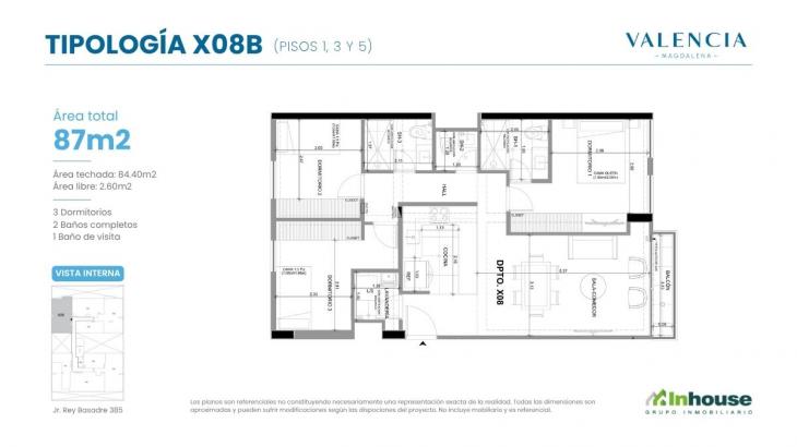Plano del modelo X08B del proyecto Valencia en Magdalena Del Mar