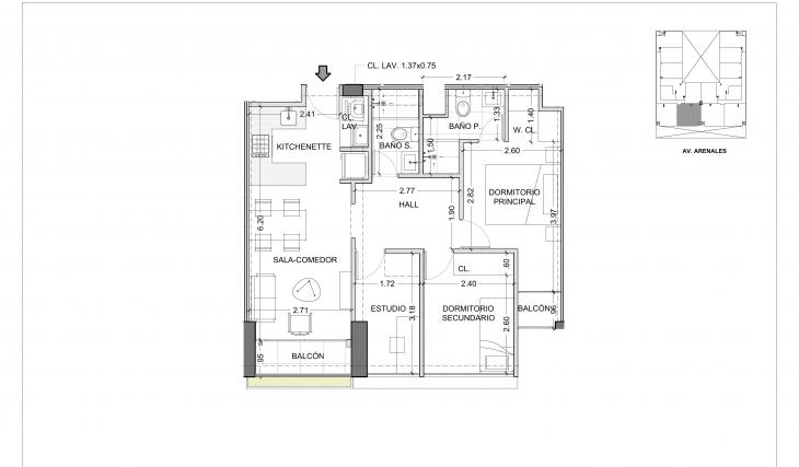 Plano del modelo X02-Y02 del proyecto Centric Plaza en Lince