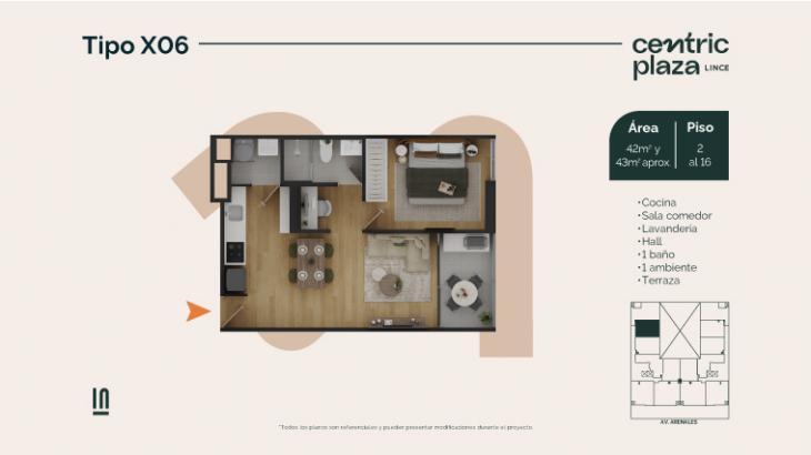 Plano del modelo X06-Y06 del proyecto Centric Plaza en Lince