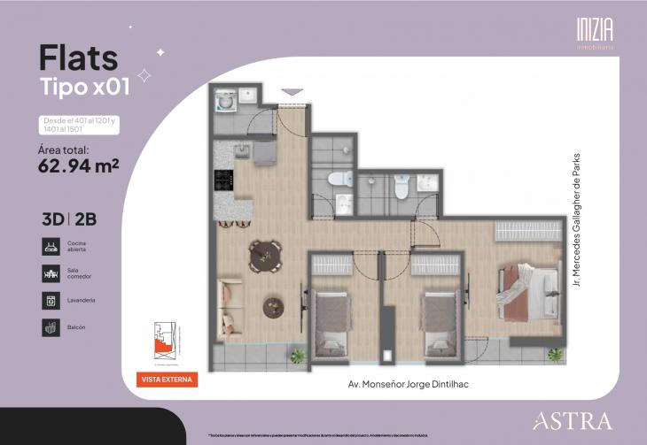 Plano del modelo TIPO1 del proyecto ASTRA en San Miguel