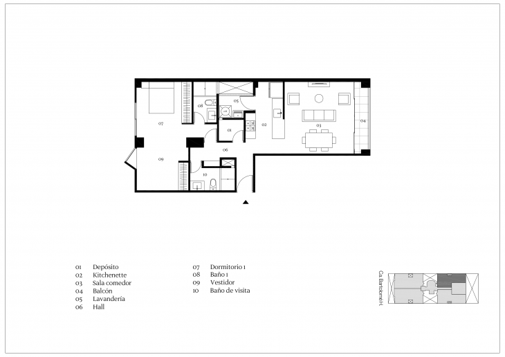 Plano del modelo Tipo X03 del proyecto Antonia en Miraflores