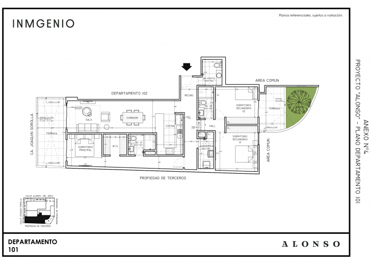 Plano del modelo Tipo 101 del proyecto ALONSO en San Borja
