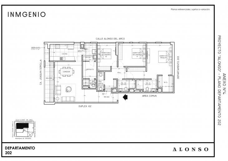 Plano del modelo Tipo X02 del proyecto ALONSO en San Borja