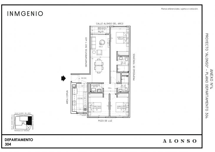 Plano del modelo Tipo X04 del proyecto ALONSO en San Borja