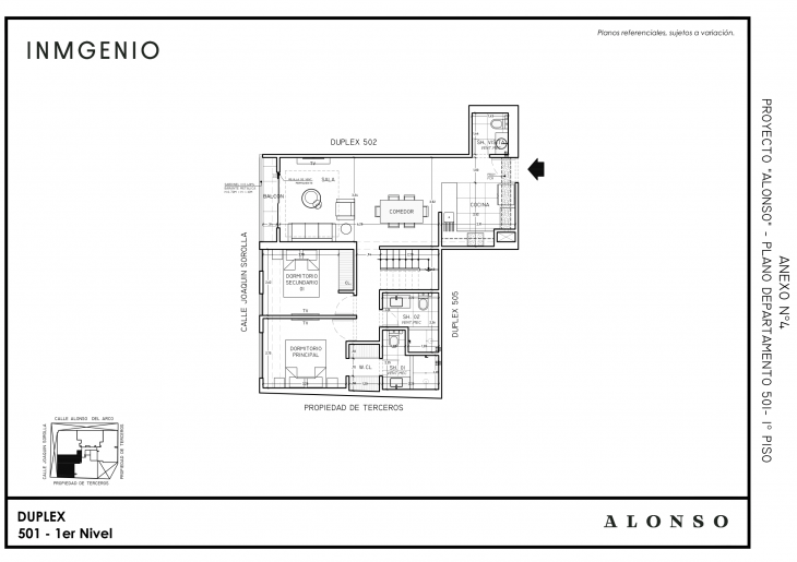 Plano del modelo Tipo 501 del proyecto ALONSO en San Borja