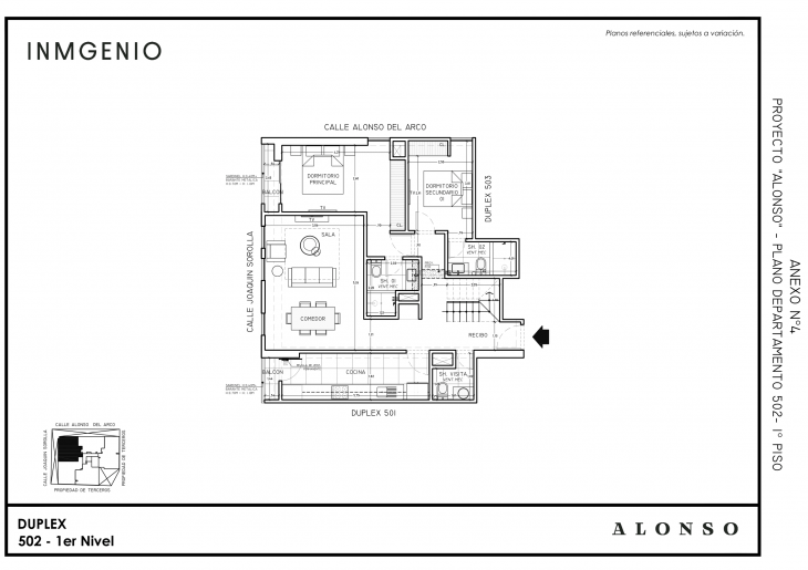 Plano del modelo Tipo 502 del proyecto ALONSO en San Borja