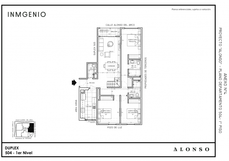 Plano del modelo Tipo 504 del proyecto ALONSO en San Borja