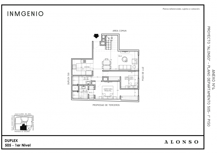 Plano del modelo Tipo 505 del proyecto ALONSO en San Borja