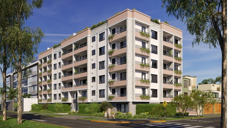 Fachada principal del proyecto GRETA en San Borja