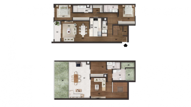 Plano del modelo TIPO 601 del proyecto VICENTE en San Borja