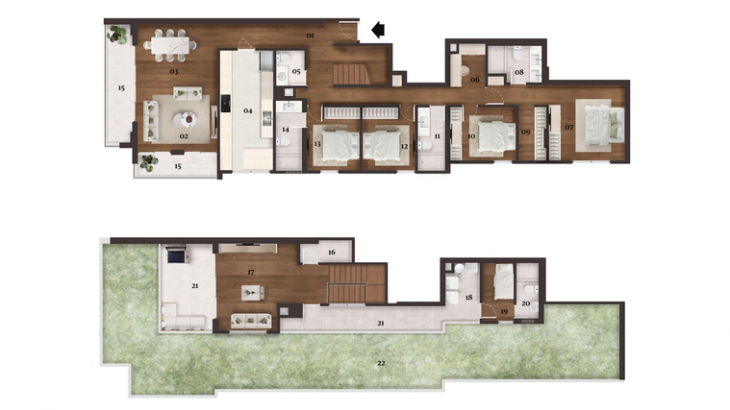 Plano del modelo TIPO 602 del proyecto VICENTE en San Borja