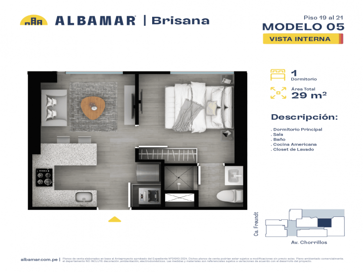 Plano del modelo M del proyecto Albamar | Brisana en Chorrillos