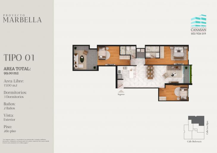 Plano del modelo Tipo 1 del proyecto Proyecto Marbella en Surquillo