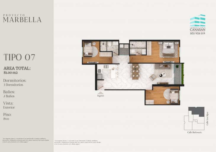 Plano del modelo Tipo 7 del proyecto Proyecto Marbella en Surquillo