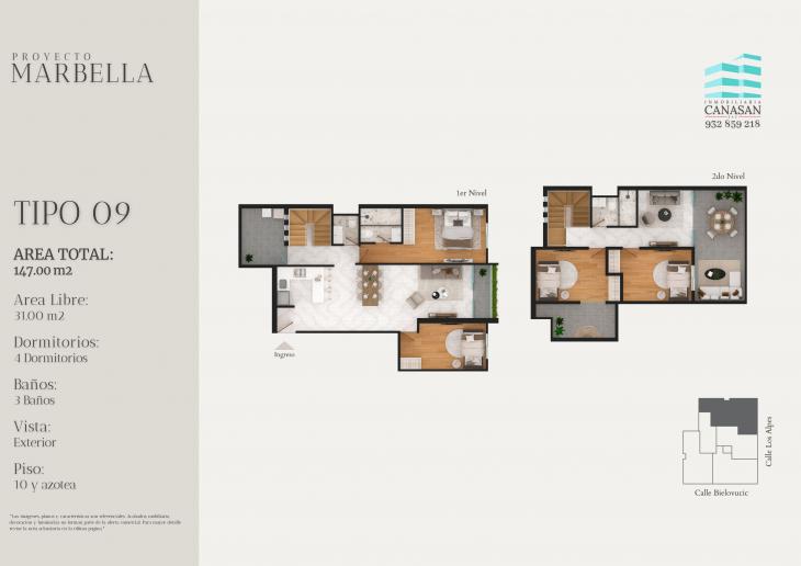 Plano del modelo Tipo 9 del proyecto Proyecto Marbella en Surquillo