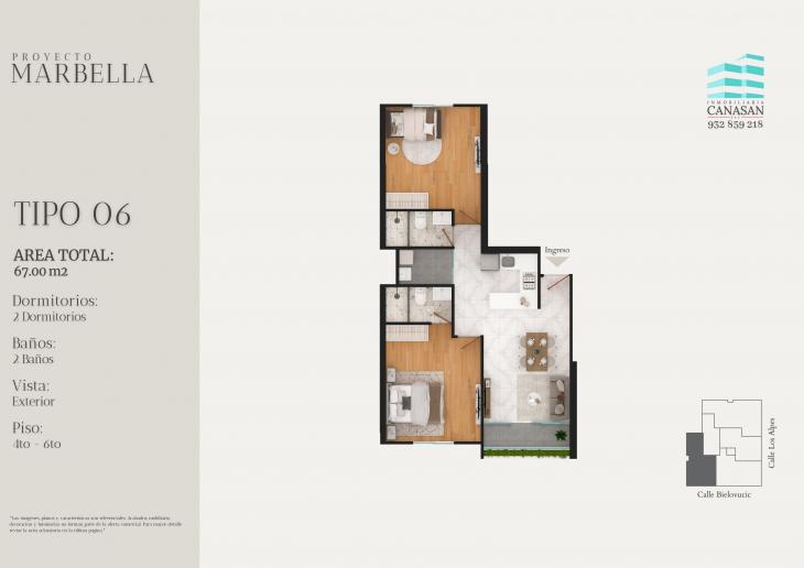 Plano del modelo Tipo 6.1 del proyecto Proyecto Marbella en Surquillo