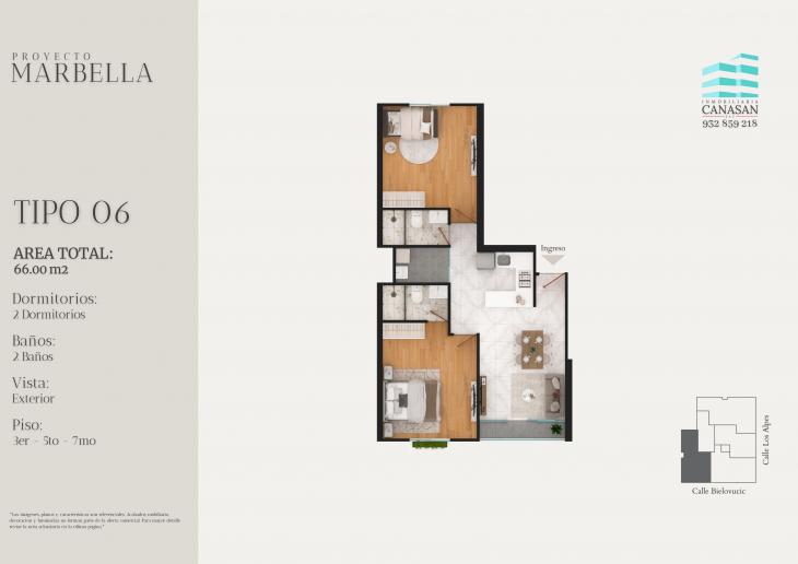 Plano del modelo Tipo 6 del proyecto Proyecto Marbella en Surquillo