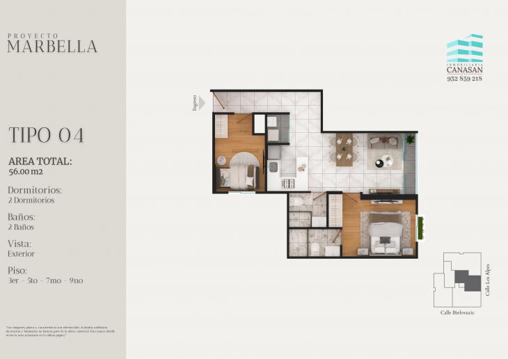 Plano del modelo Tipo 4 del proyecto Proyecto Marbella en Surquillo