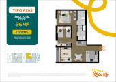 Plano del modelo AX-03 del proyecto RESIDENCIAL RECUAY en Breña