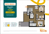 Plano del modelo BX-02.1 del proyecto RESIDENCIAL RECUAY en Breña
