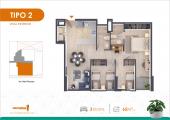 Plano del modelo TIPO 2 del proyecto Park Living en Cercado De Lima