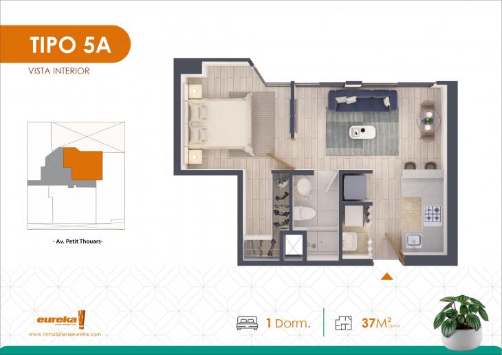 Plano del modelo TIPO 5A del proyecto Park Living en Cercado De Lima