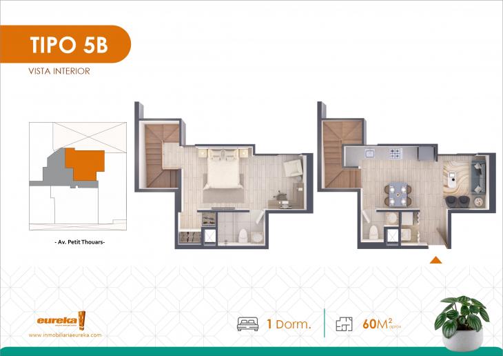 Plano del modelo TIPO 5B del proyecto Park Living en Cercado De Lima