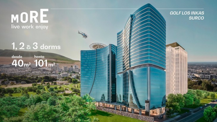 Fachada principal del proyecto MORE en Santiago De Surco