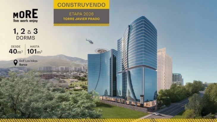 Fachada principal del proyecto MORE en Santiago De Surco